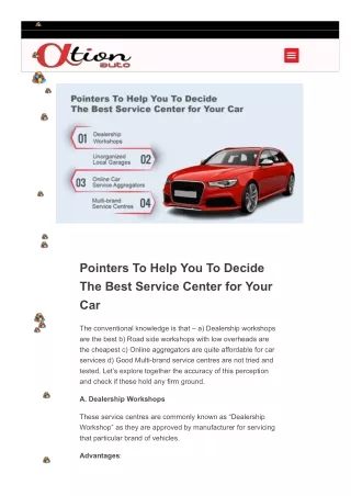 Pointers To Help You To Decide The Best Service Center for Your Car
