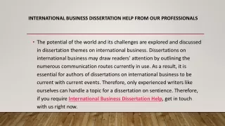 international business dissertation help from our professionals