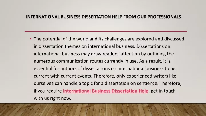 international business dissertation help from our professionals