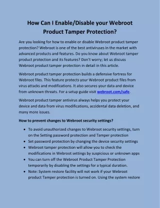 how can i enable disable your webroot product