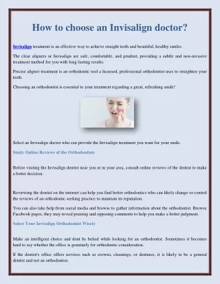 how to choose an invisalign doctor