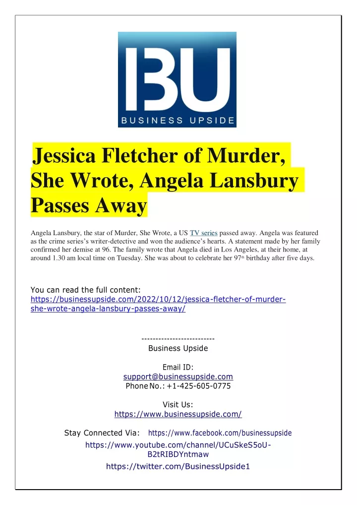 jessica fletcher of murder she wrote angela