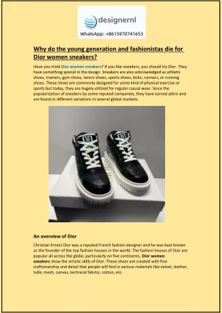 Why young generation fashionistas die for Dior women sneakers?