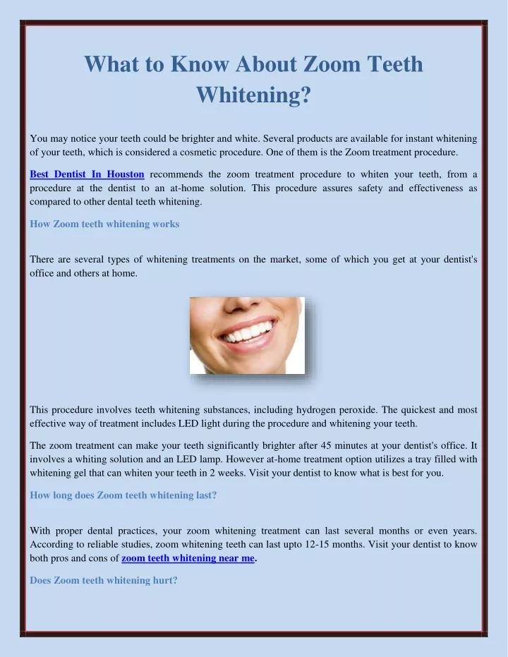 what to know about zoom teeth whitening