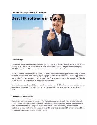 the top 5 advantages of using hr software