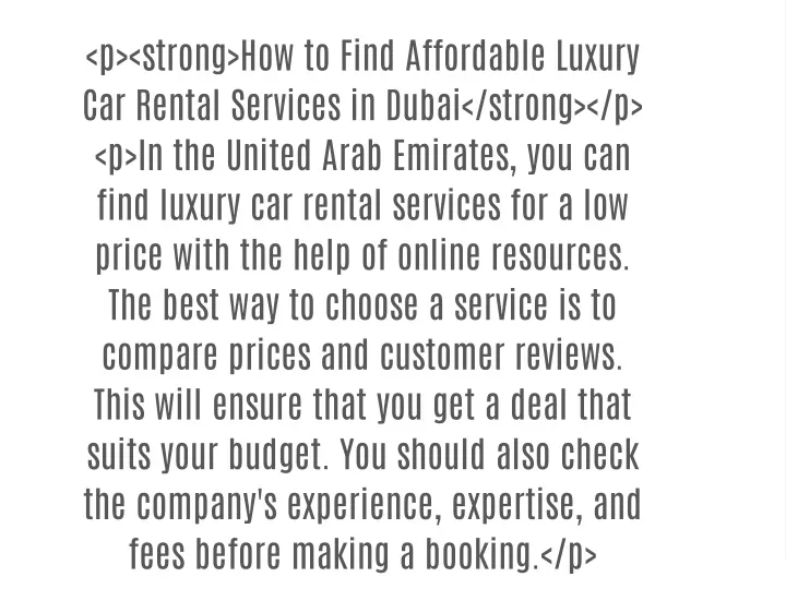 p strong how to find affordable luxury car rental