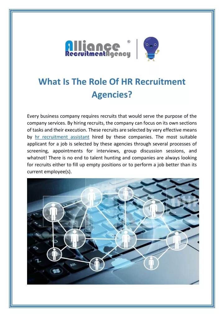 what is the role of hr recruitment agencies