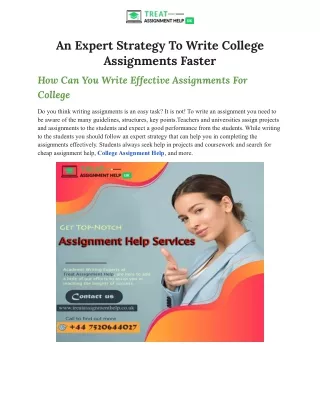 An Expert Strategy To Write College Assignments Faster
