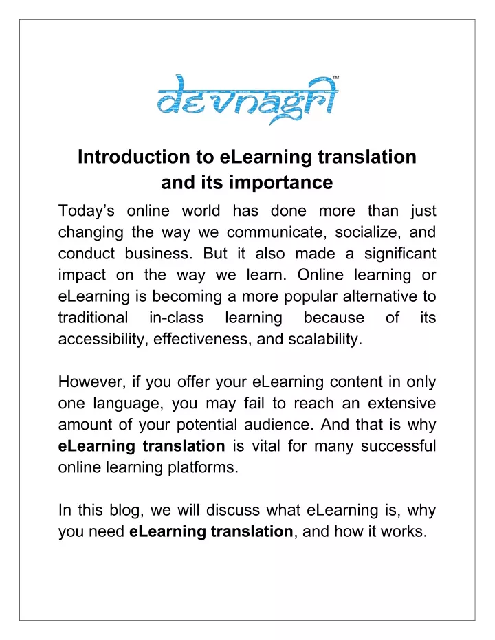 introduction to elearning translation