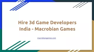 Hire 3d Game Developers India - Macrobian Games