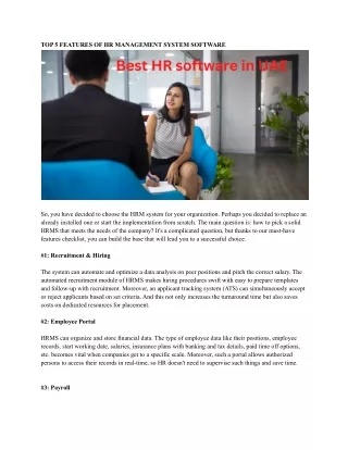 top 5 features of hr management system software
