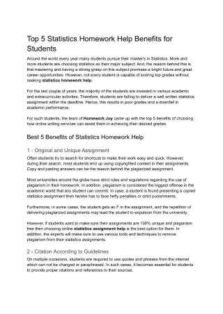 top 5 statistics homework help benefits