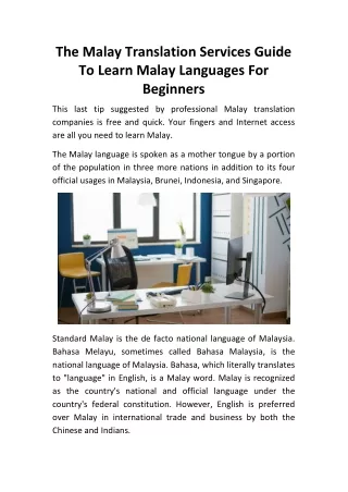 The Malay Translation Services Guide to Learn Malay Languages for Beginners