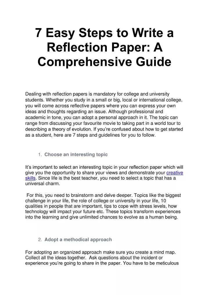 7 easy steps to write a reflection paper