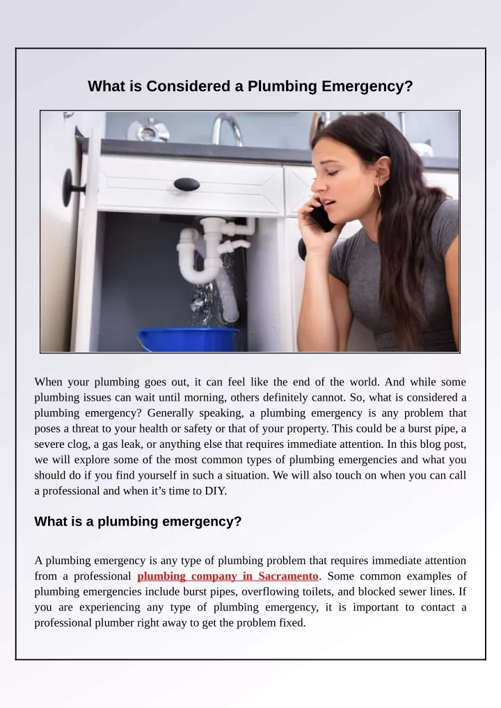 what is considered a plumbing emergency