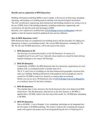 benefits and an explanation of bim dimensions