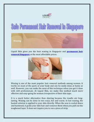 Safe Permanent Hair Removal in Singapore