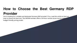 How to Choose the Best Germany RDP Provider