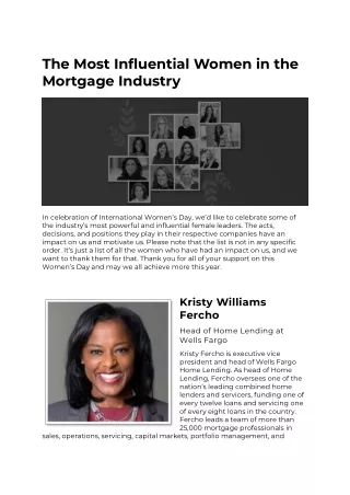 The Most Influential Women in the Mortgage Industry