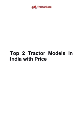 top 2 tractor models in india with price