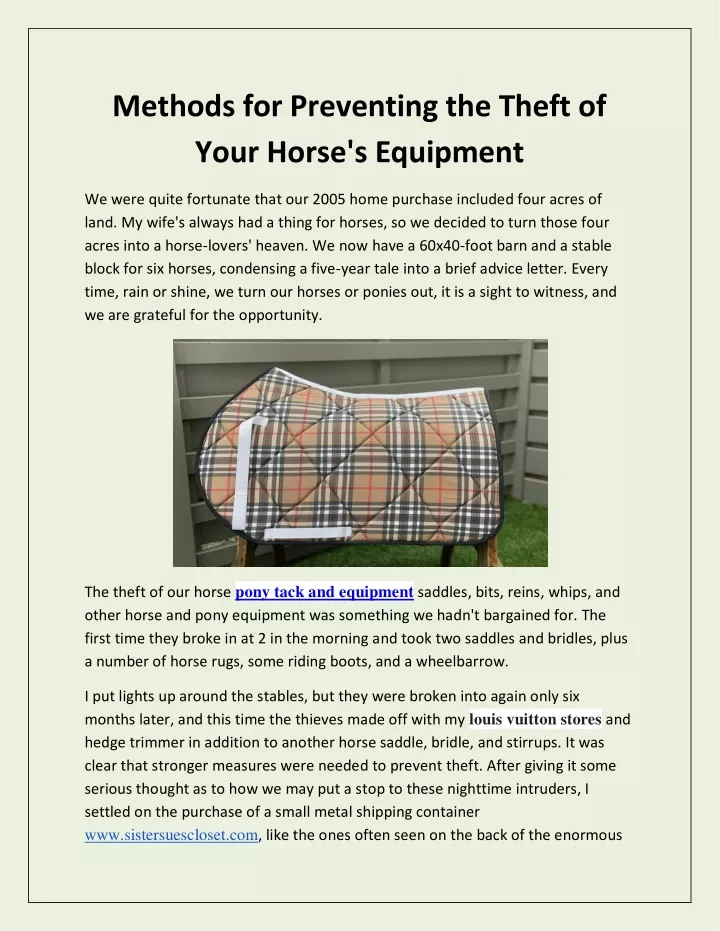 methods for preventing the theft of your horse