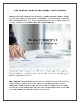 Louaai Tomalieh and Tomalieh - The Way of Becoming a Successful Businessman