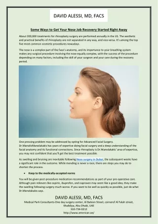 some ways to get your nose job recovery started