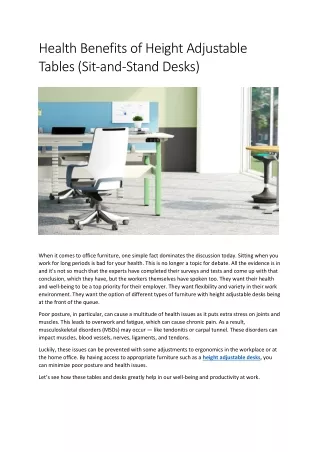 health benefits of height adjustable tables