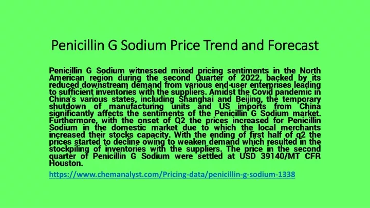 penicillin g sodium price trend and forecast