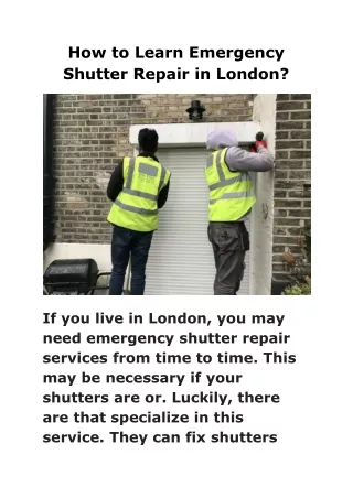 How to Learn Emergency Shutter Repair in London