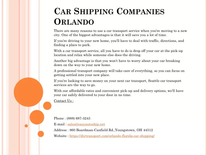 car shipping companies orlando