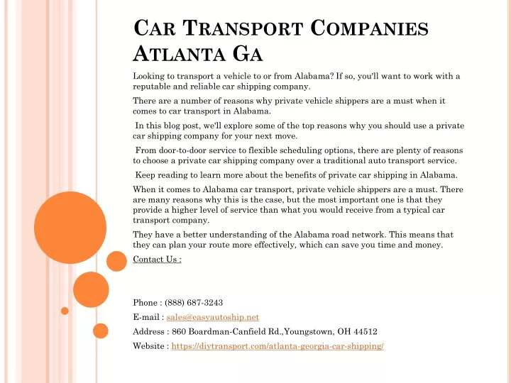 car transport companies atlanta ga