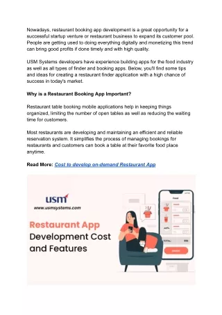 nowadays restaurant booking app development