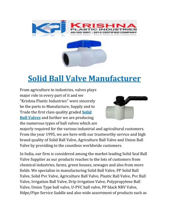 solid ball valve manufacturer