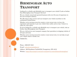 birmingham auto transport