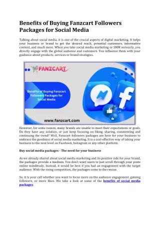Benefits of Buying Fanzcart Followers Packages for Social Media