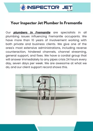 your inspector jet plumber in fremantle
