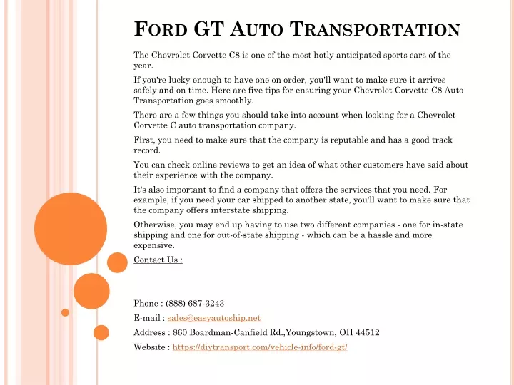 ford gt auto transportation