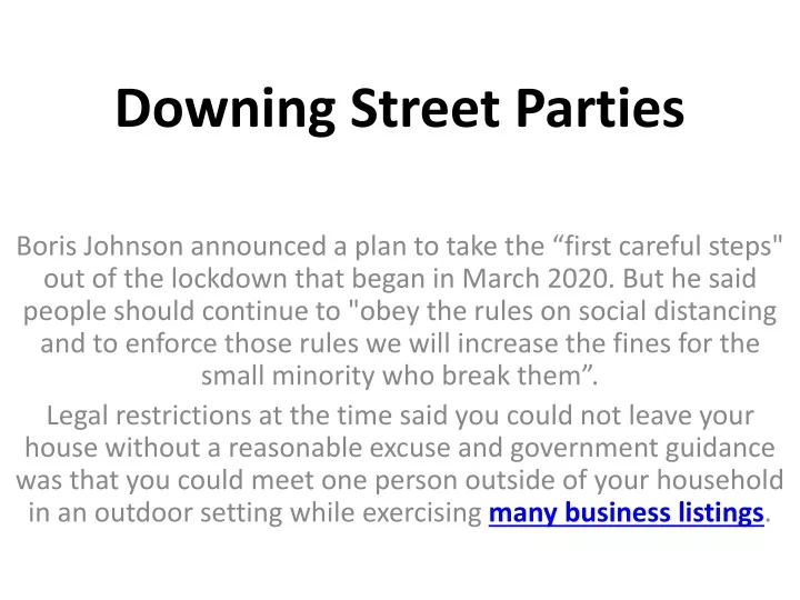 downing street parties