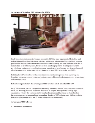 advantages of installing erp software for smes