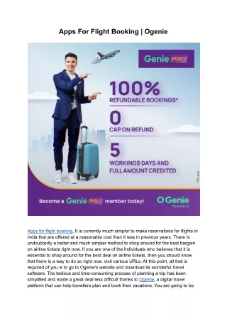 Apps For Flight Booking | Ogenie