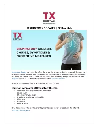 Respiratory Diseases Causes, Symptoms & Preventive Measures | TX Hospitals