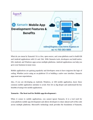 Xamarin Mobile App Development Features & Benefits