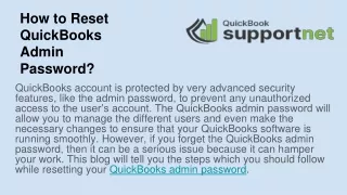 How to Reset QuickBooks Admin Password?