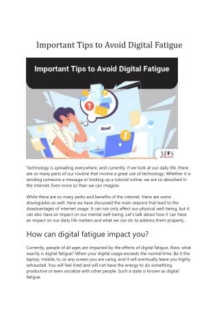 Important Tips to Avoid Digital Fatigue