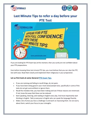 Last Minute Tips to refer a day before your PTE Test