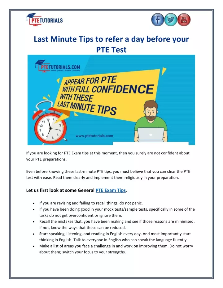 last minute tips to refer a day before your