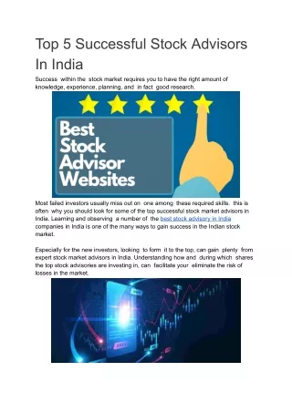 Best Stock Advisor in India