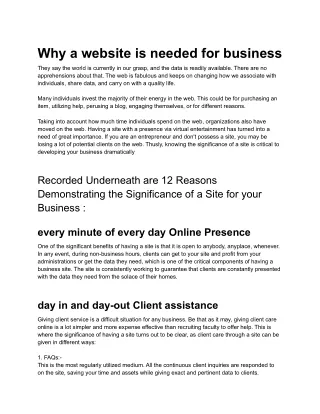 why a website is needed for business