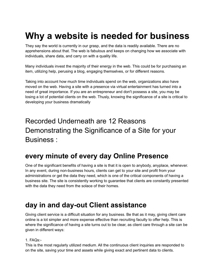 why a website is needed for business